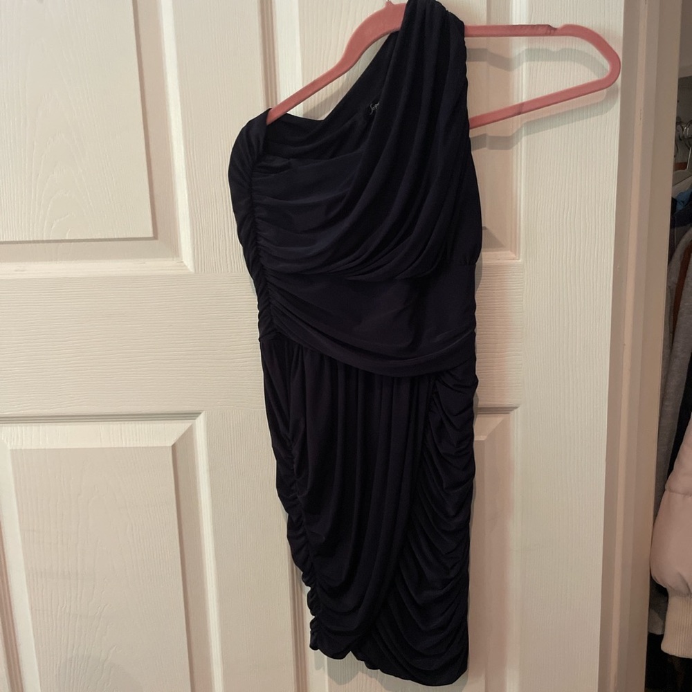 Off Shoulder Navy Dress